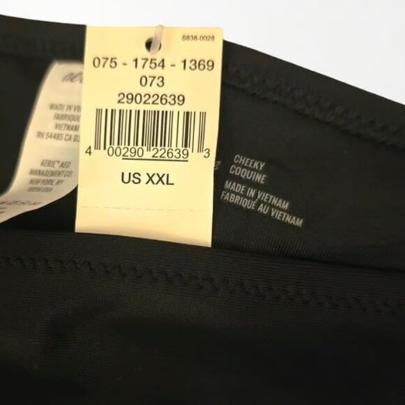 Aerie Cheeky Bikini Bottom Womens XXL Black Swim Brief NWT Minimalist - Picture 6 of 6